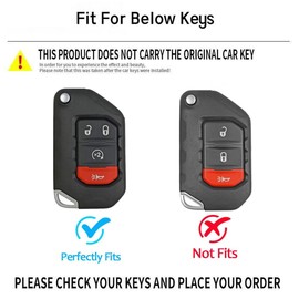 OVIOBOER for Jeep Key Fob Cover with Keychain Black Soft TPU Protection Case for Wrangler JLU JL Gladiator Rubicon JT Car Flip Smart Remote Key (For Jeep B)