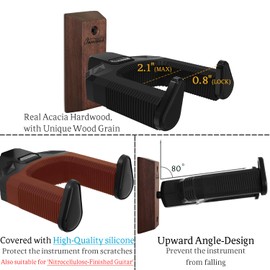 Guitar Wall Mount, Auto Lock Hanger Acacia Hardwood, Wall Hangers, Holder Hook Wall Stand for Classical, Acoustic, Electric Guitar, Bass, Ukulele, Gift for Guitar Player