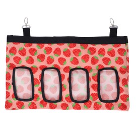 Hay Feeder Rabbit Feeding Bag Guinea Pig Food Bag Small Animal Hanging Holder Bag 4 Holes Bag Strawberry