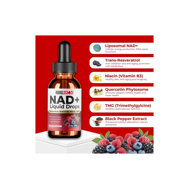 Radical Recharge Nad+ Gotas Líquidas 2 Fl Oz