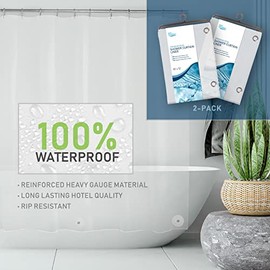 2-Pack Clear Shower Curtain Liner: PEVA - 70" x 72" - 6 Gauge Heavy Duty, Built in Magnets - 100% Eco-Friendly PEVA Premium Shower Curtain Liner - Bath Essentials by JSO Home