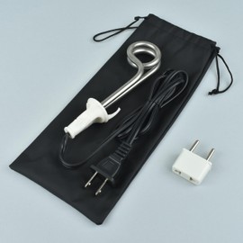 Immersion Water Heater Electric Camping Accessories - 300W - 120/240V - Dual Voltage Portable Water Heater Travel Accessories - Immersion Heater for Tea (White)