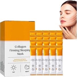 Bluemega Mascarilla Antienvejecimiento VitaC Korean Collagen Moisturising Mask, Collagen Firming Sleeping Mask, Lifting Firming Anti Aging Mask Mascarilla Facial Portátil sin Lavado (naranja)
