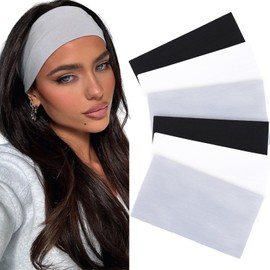 XTREND 6 Pcs Headbands for Women Extra wide Fashion Headband Hair Band Workout Running Sport Non Slip Sweat Turban Girls Accessories (Black, Light Gray, White)
