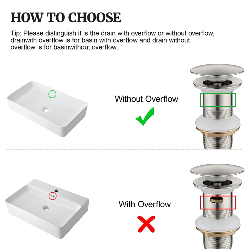 Pop up Sink Drain Stopper Without Overflow Brushed Nickel for