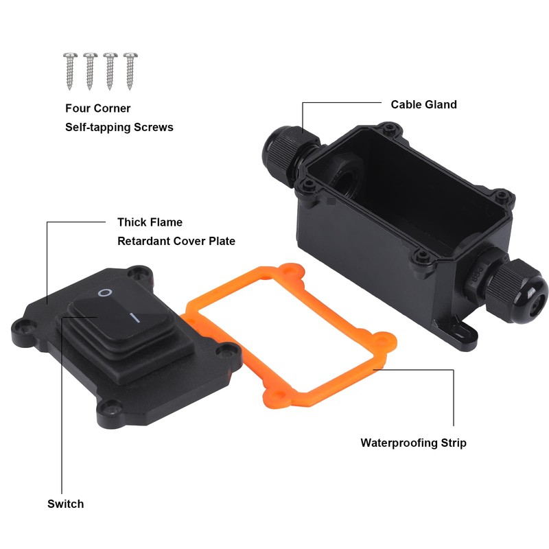 IP65 Waterproof Inline Cord Switch, Outdoor ON/Off Toggle Switch DPST