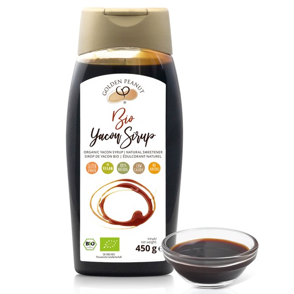 GOLDEN PEANUT Syrup from the Yacon Root Organic 450 g - Natural Sweetness, Sugar Alternative, 100% Plant-Based, Suitable for Diabetics