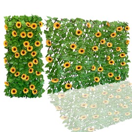 JOYSFIT Expandable Fence Privacy Screen for Balcony Patio Outdoor,Decorative Faux Ivy Fencing Panel,Artificial Hedges (Single Sided Leaves) (2)