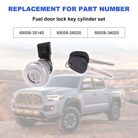 WMPHE Fuel Door Lock Cylinder Key Set Compatible with 1995-2004 Toyota Tacoma, 2000-2003 Toyota Tundra Gas Door Lock Fuel Filler Lid Replacement for 69058-35140 69058-26030 69058-34020
