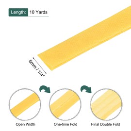 MECCANIXITY 1/4 Inch Double Fold Bias Tape Polyester Continuous Bulk Bias Tape for Sewing,Seaming Quilting Hemming Binding Crafts (Yellow 10 Yards)