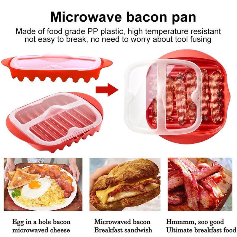 Microwave Bacon Tray with Splatter Lid, Bacon Rack, Microwave Easy
