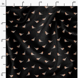 Soimoi Black Cotton Duck Fabric American Robin Bird Fabric Prints by Yard 42 Inch Wide