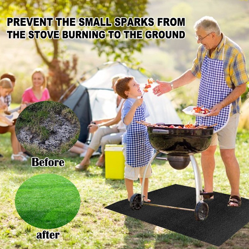 Fireproof Washable Barbecue Mat Reusable Foldable Lawn Protector for Outdoor