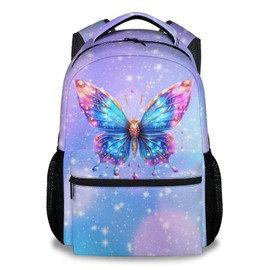KNOWPHST Girls Backpack - Cute Butterfly Bookbag for School, Travel - 17 Inch School Bag for Kids
