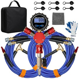 MILADO 4 Way Tire Inflator, 4 Tire Inflation Deflation System, 4 Tire Air Up Down System, Off Road Tire Inflator with Gauge, Air Down Tire Deflators Kit for Trucks Jeeps Fits Up to 125" Wheelbase