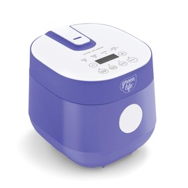 GreenLife 4-Cup Digital Rice Cooker, PFAS & PFOA-Free Removable Ceramic Dishwasher Safe Pot, Healthy Cooking Oats Grains & More, Auto Presets, Touch-screen, Delay & Keep Warm, Paddle Included, Periwinkle