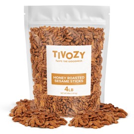 Sesame Sticks Honey Roasted - 4 Lb Bulk Pack, Delicious and Fresh Local Honey Roasted Snacks with the Perfect Mix of Sweet and Salty Flavor for Midday Snacking, Office On-The-Go Indulgence.