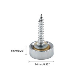 Boguish 4Pcs Mirror Screws, 14mm Caps Cover Nails Polished Stainless Steel Flat Head Decorative Screws