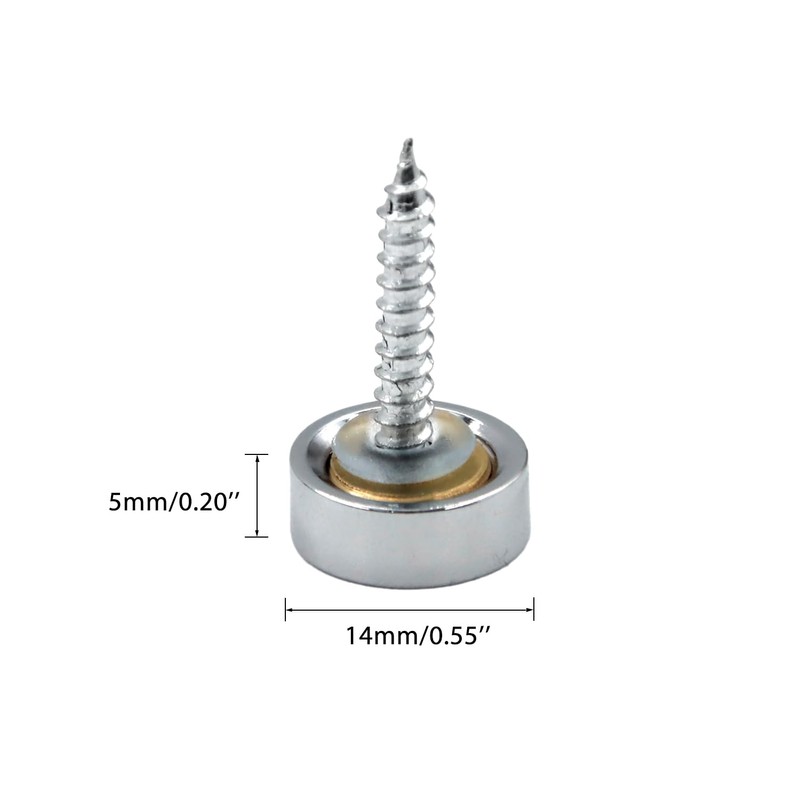 Boguish 4Pcs Mirror Screws, 14mm Caps Cover Nails Polished Stainless