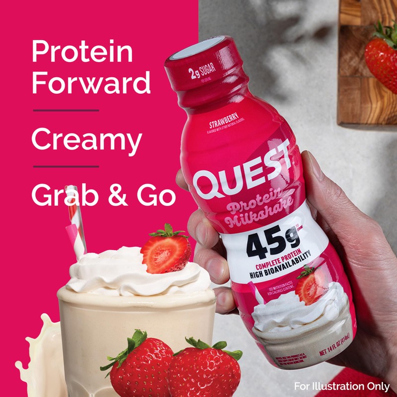 Quest Nutrition Strawberry Protein Shake, 45g Protein, 2g Sugar, 4g