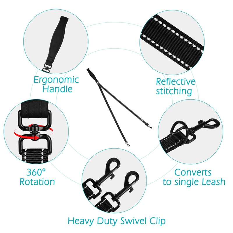 PetBonus Two Point Control Dog Leash, Works with No Pull