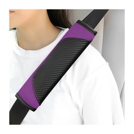Yourkar 2PCS Car Seat Belt Cover, Soft Leather Safety Belt Neck Shoulder Strap Covers, Auto Seat Belt Protector Pads for A More Comfortable Driving, Universal Car Accessories (Black+Purple)