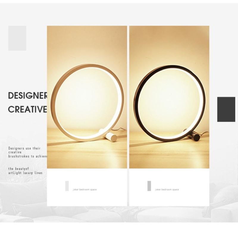 25CM Circular LED Bedroom Table Lamp Dimmable Round Decorative Night