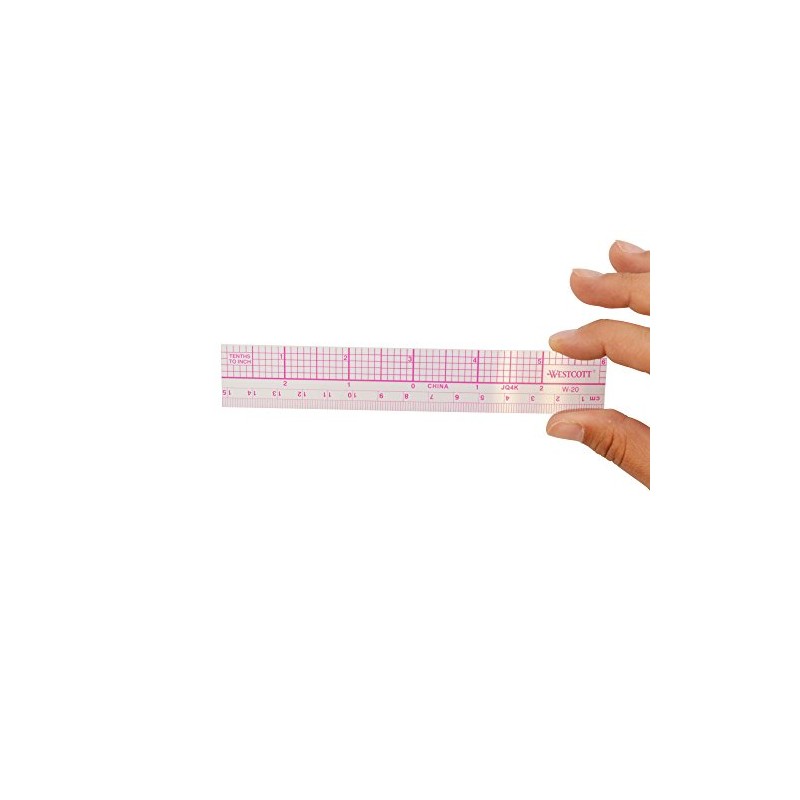 Westcott Transparent 10ths Graph Ruler, Dual Scales, Zero-Centering, Back-to-School, School