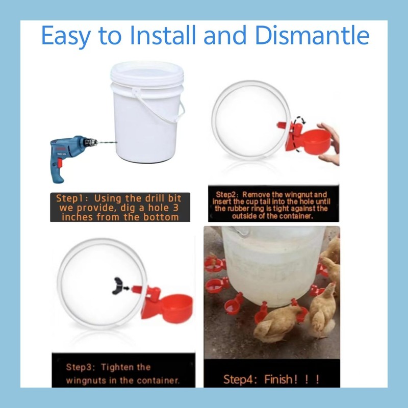 Professional Chicken Waterer Cups, 8pcs Large Chicken Water Feeder, Automatic