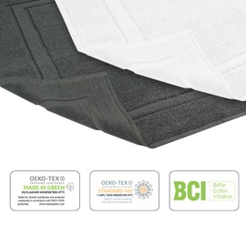 Infinitee Xclusives Premium Cotton Grey Bath Mats –Pack of 2, (34x22 Inches) [Not a Bathroom Rug] Ultra Soft and Super Absorbent Floor Mat, Machine Washable (Shadow Grey, Towel Bath Mats)