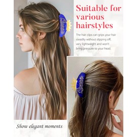 HAIMEIKANG Rhinestone Hair Claw Clips for Women - Acrylic Queen Pattern Claw for Girls，Large Size Hair Clip for Thick Thin Hair,Friendship Gifts for Sister Bride 1PCS（Royal Blue-Queen）