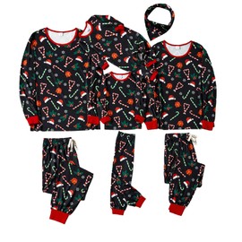 IFFEI Christmas Pajamas for Family Matching Set PJ's Candy Cane Print Top and Pants PJS Sleepwear with Pocket Men: XL
