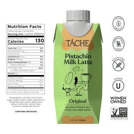 Táche Pistachio Coffee, Smooth Milk Latte Made with Arabica Beans and No Added Oil, Plant-Based Creamer Alternative with Rich Flavor and Clean Ingredients, (11oz, 12-Pack)