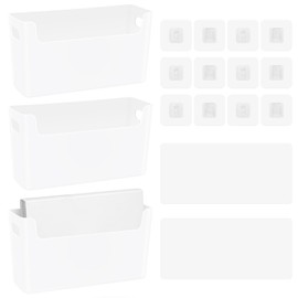 LELE LIFE Wall File Organizer, Self-Adhesive Wall Mount Pocket Hanging File Holder for Mail, Letter, Paper, Folder, Document, Magazine Rack for Office Home, White (3 Pack)