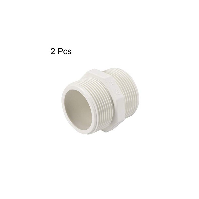 sourcing map PVC Pipe Fitting Hex Nipple G1-1/4 X G1-1/4