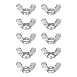 sourcing map M10x1.5mm Wing Nut 10 Pcs, 304 Stainless Steel Butterfly Wing Nuts Fasteners Parts Hand Twist Tighten Wing Nuts for Machinery Electronic Equipment DIY, Silver