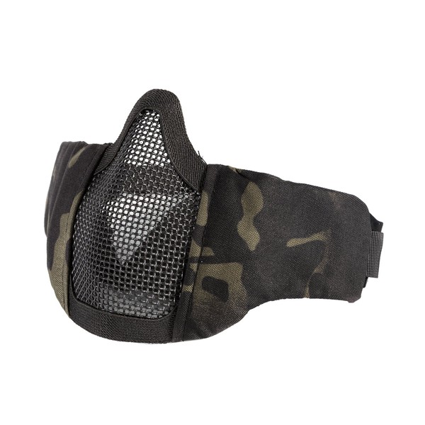OneTigris Mesh Face Half Anti-Fog Face Guard, Survival Game Equipment, For Cosplay, Small Face (Black Camouflage, S Size)