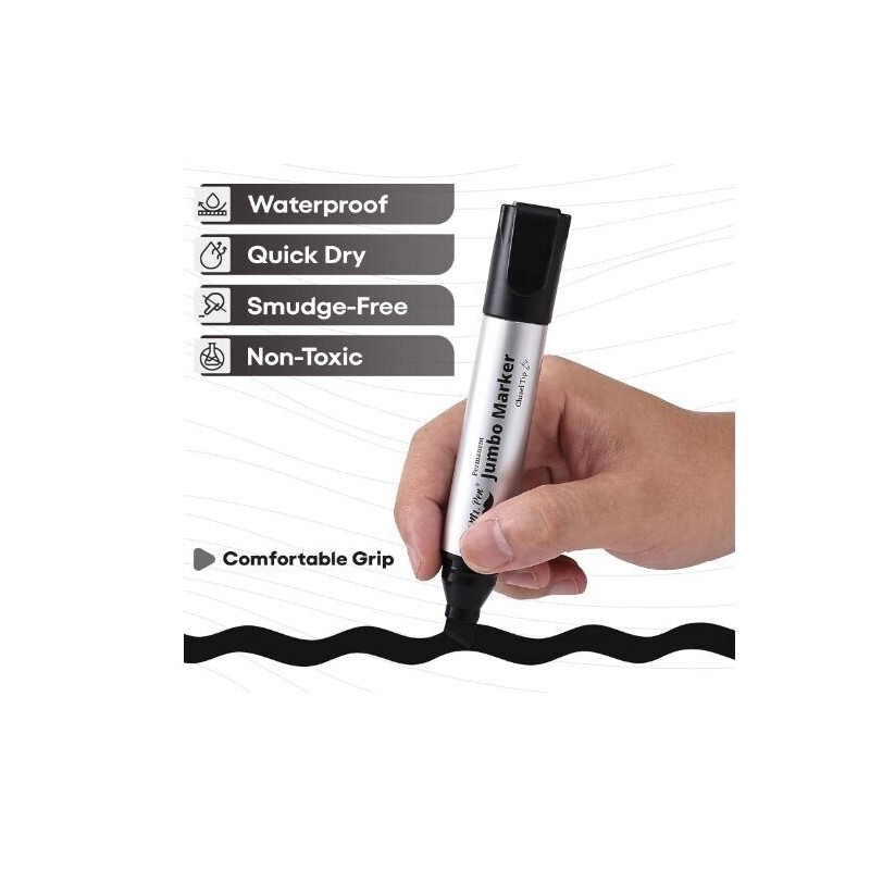 Mr. Pen- Jumbo Permanent Markers, 4 Pack, Chisel Tip, Black