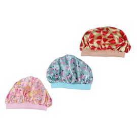 MERRYHAPY 3pcs Satin Hat Bath Hat for Silky Satin Bonnet Silk Shower Cap Bath Cap Adjustable Sleeping Cap Silk Cap for Sleeping Silk Bonnets Polyester