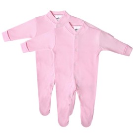 Premature Baby Sleepsuits, Tiny Baby Sleepsuits, Premature Baby Clothes, Tiny Baby Clothes, Preemie Baby Clothes, 2 Pack For Tiny Baby Boys and Girls, Made in Britain, Pure Cotton, Pink, 5-8lbs