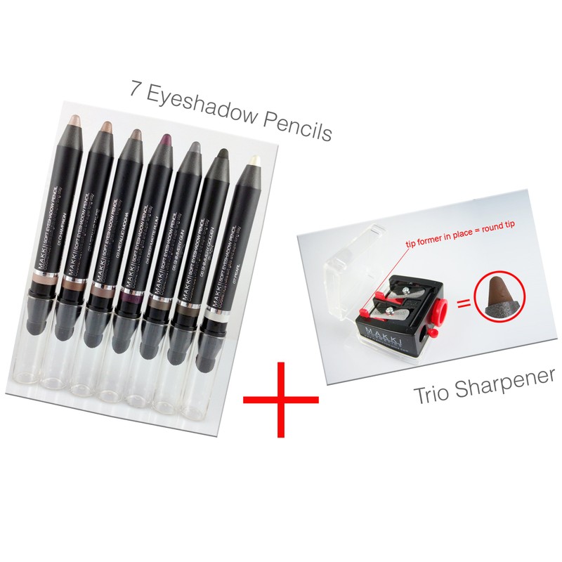 All Seven Eyeshadlow/Eyeliners shades plus Free Trio Sharpener Colour Eye