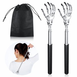2 x Back Scratcher, Back Massage, Back Scratcher, Portable Handle, Back Scratcher, Telescopic Back Scratcher, Extendable for Head, Back, Scratching Hand, Back Massage with Bag for Retracting