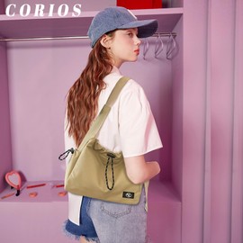 CORIOS Women's Oxford Handbag Waterproof Shoulder Bag Casual Shoulder Bag Lightweight Handbag Carry Bag Multifunctional Tote Bag Handbag for Work Travel Shopping Everyday, khaki