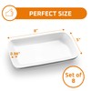Bruntmor White Rectangular Platter Plates Set of 8 - Ceramic