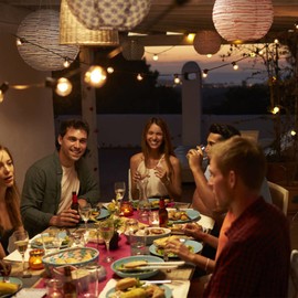 Tomshine 12m/39.37ft E12 Base G40 LED String Light with 25 Sockets & 28 Bulbs IP45 Water-resistant Connectable Hanging Fairy Lights Indoor Outdoor Decoration Lighting for Garden Patio Backyard Christmas