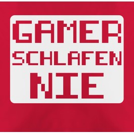 Shirtracer GURLI Cushion 50 x 50 cm – Statement Cushion with Sayings – Gamer schlafen nie – 50 x 50 cm – Red – Gaming Sayings – Cushion with Filling