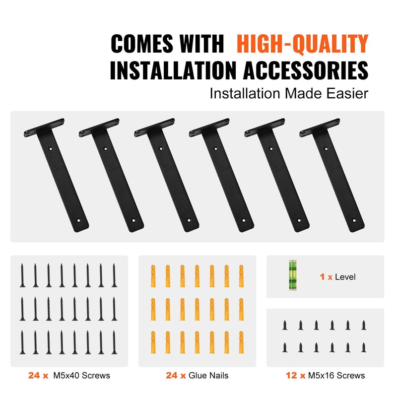 VEVOR Floating Shelf Brackets 8 Inch, 6 Pack Heavy Duty
