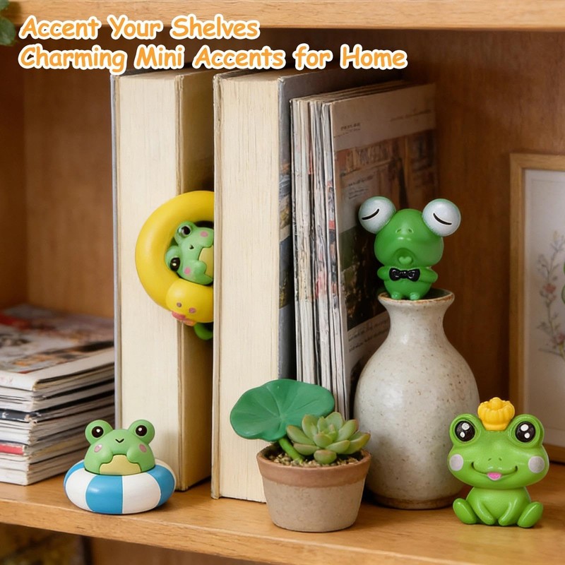 14Pcs Funny Tiny Frog Figurines, Mini Frogs Decor, Desk Shelf