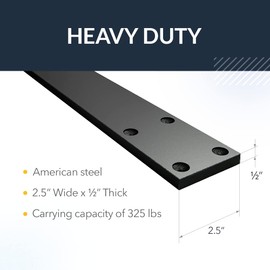 Iron Supports Hidden Flat Countertop Bracket - Heavy Duty Straight Bracket for Granite Countertops - Bar Top & Kitchen Island Support Brackets (Raw Steel - 18")