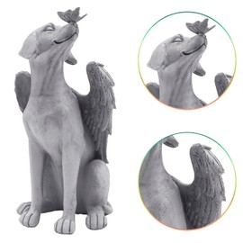 JIAHG Dog Angel Memorial Statue, Pet Memorial Grave, Sleeping Dog Statue, Dog Figure Garden Decoration Statue with Angel Wings, Memorial Stone Dog, Angel Figures Cemetery Decoration, Dog Angel